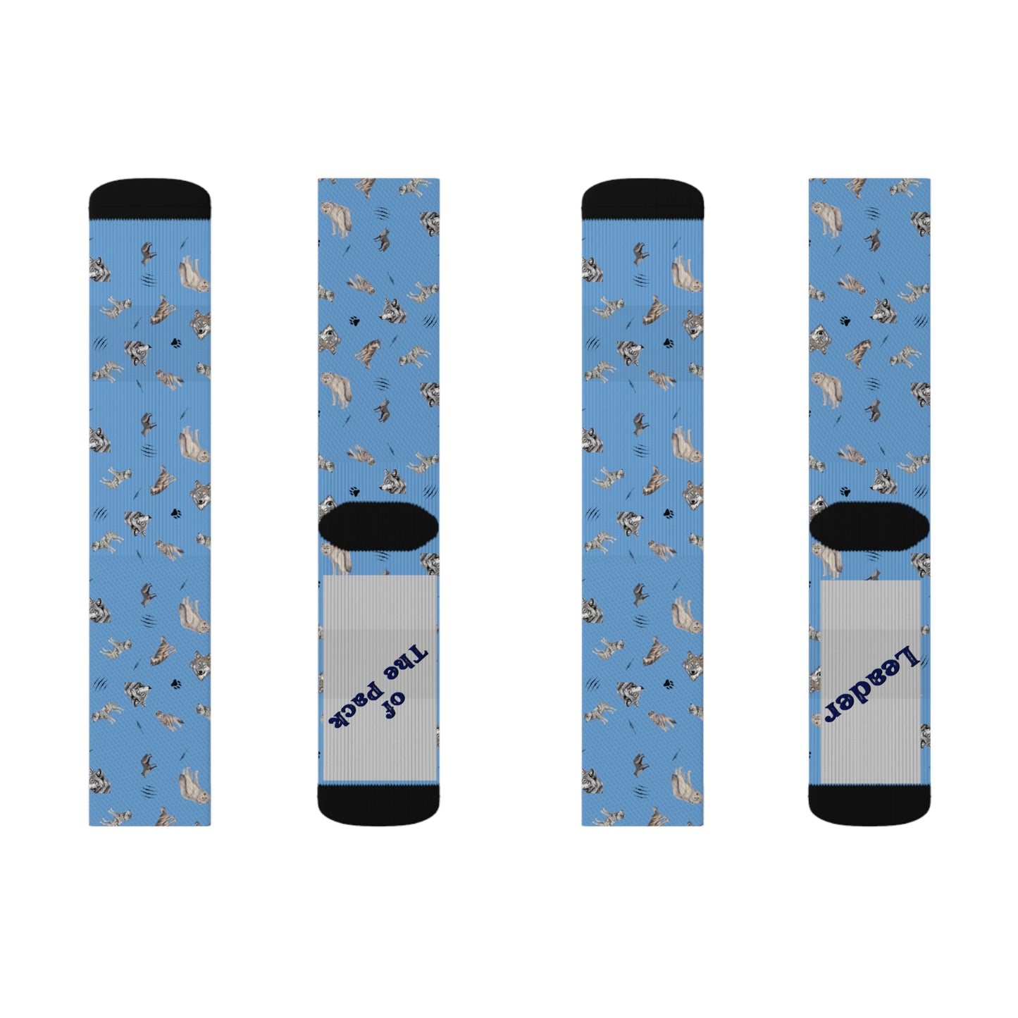 Wolf Pattern-Sublimation Socks-Light Blue