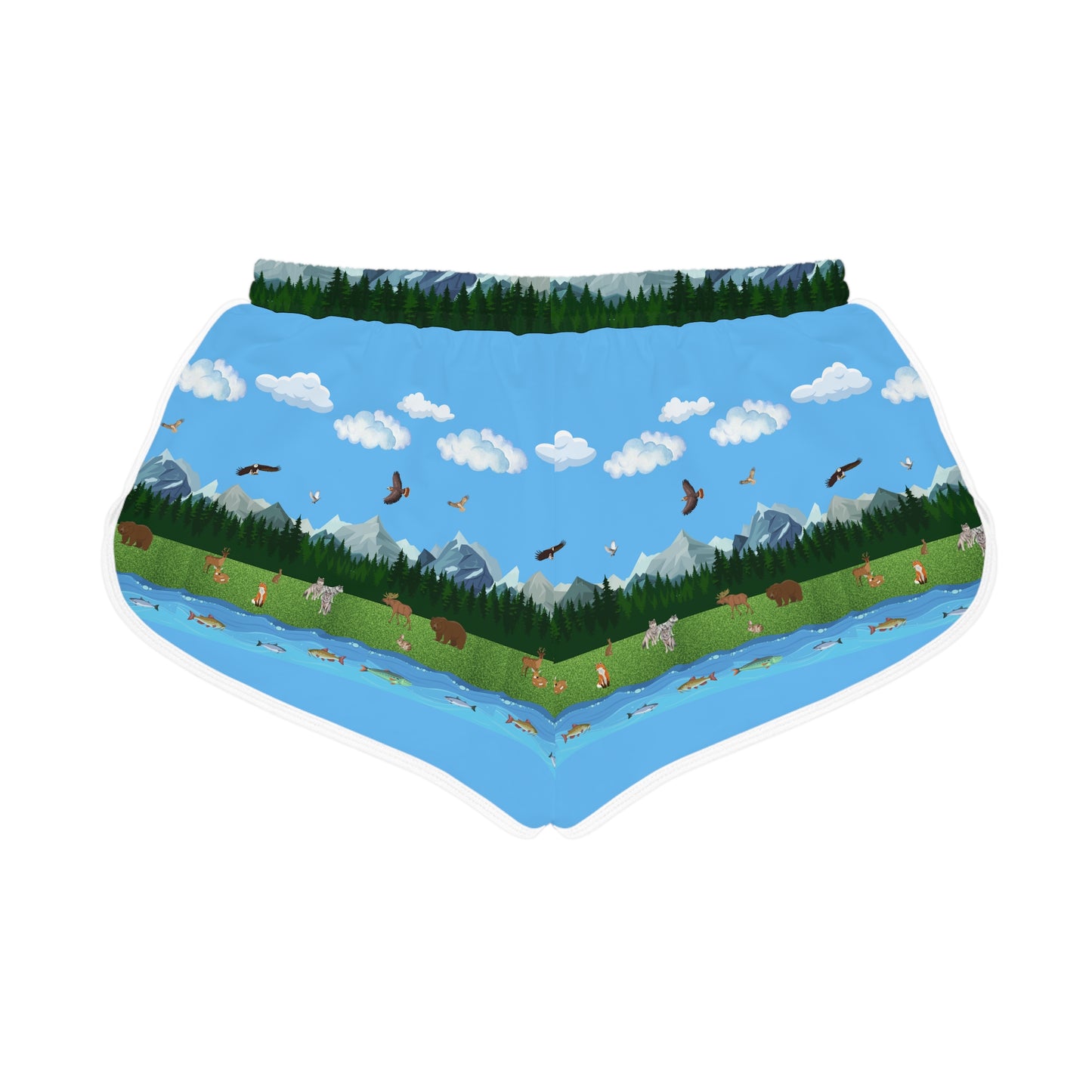 Women's Relaxed Shorts-Horizontal Outdoors Pattern