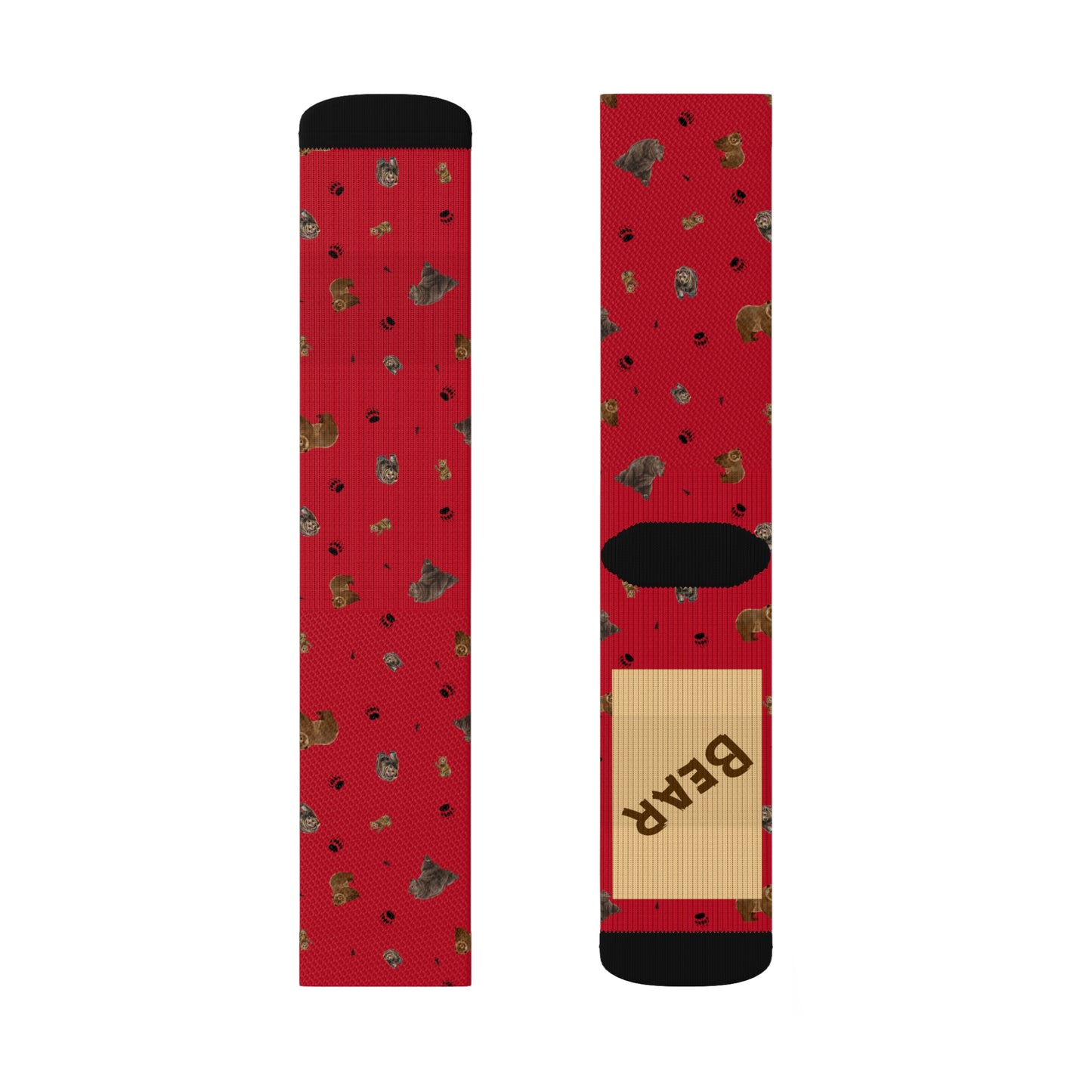 "Papa Bear" Pattern Sublimation Socks-Dark Red