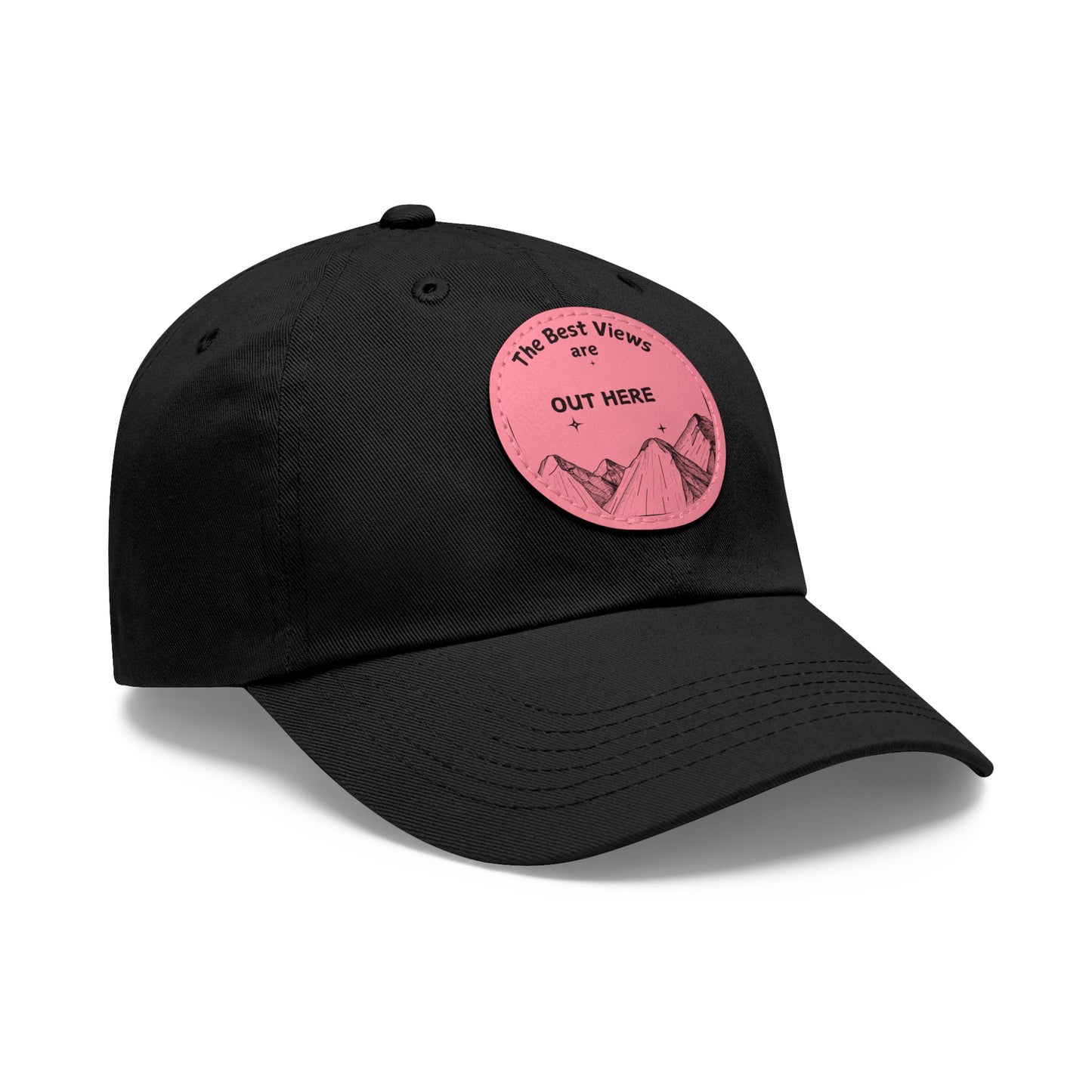 Baseball Cap With Leather Patch-"The Best Views"