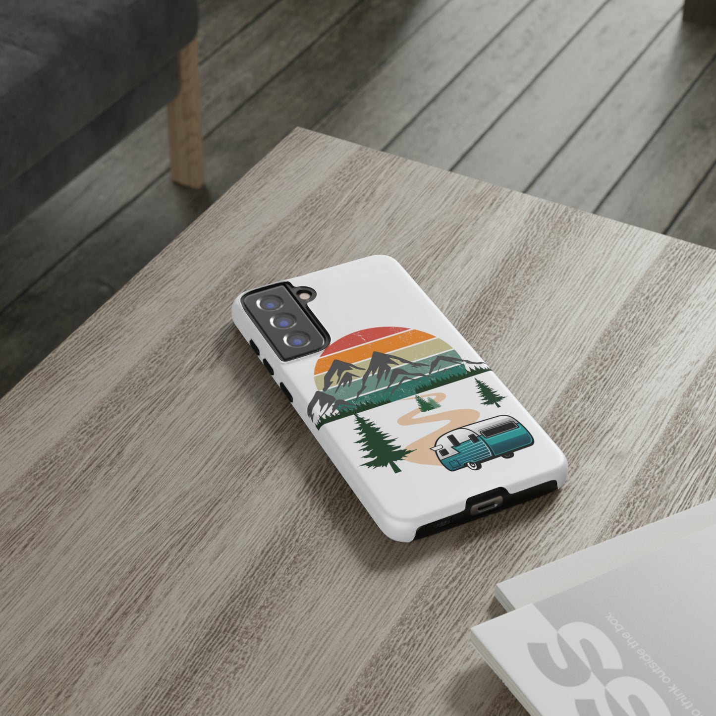 Tough Android Phone Case-Camper With Mountains Scene