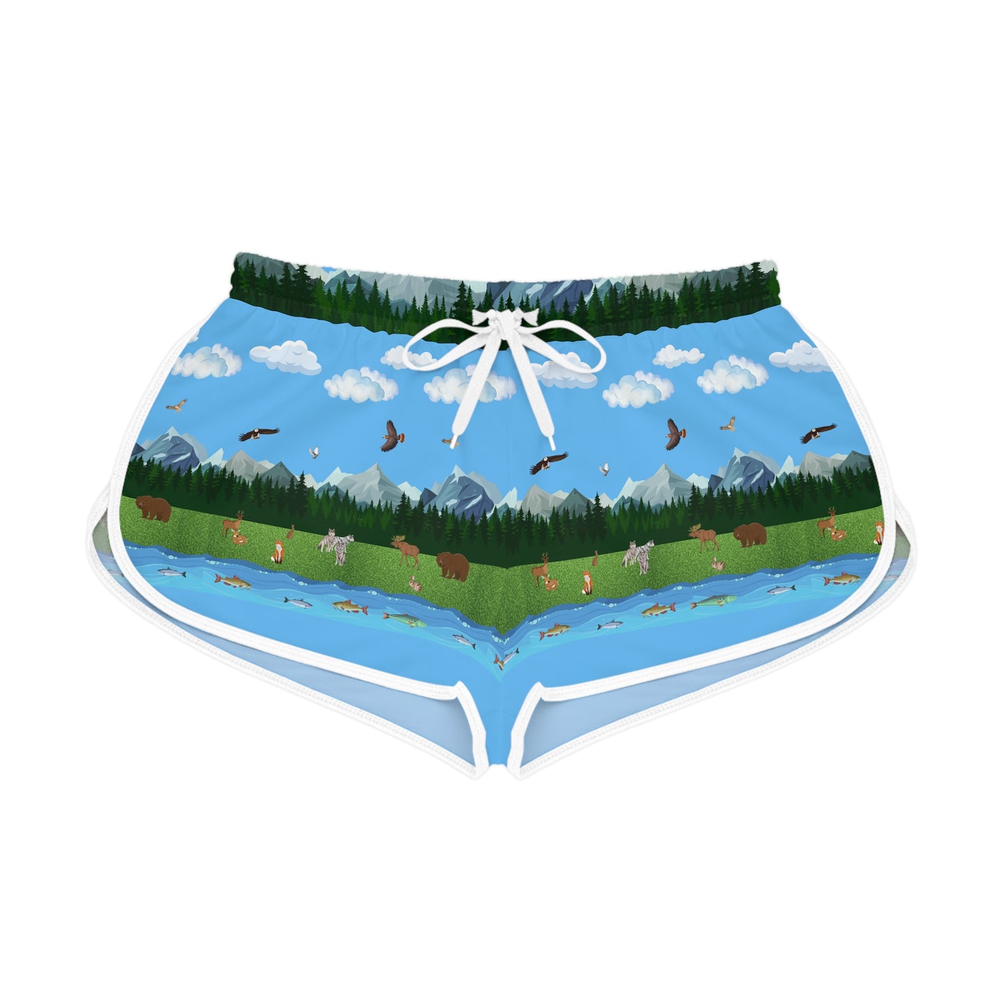 Women's Relaxed Shorts-Horizontal Outdoors Pattern