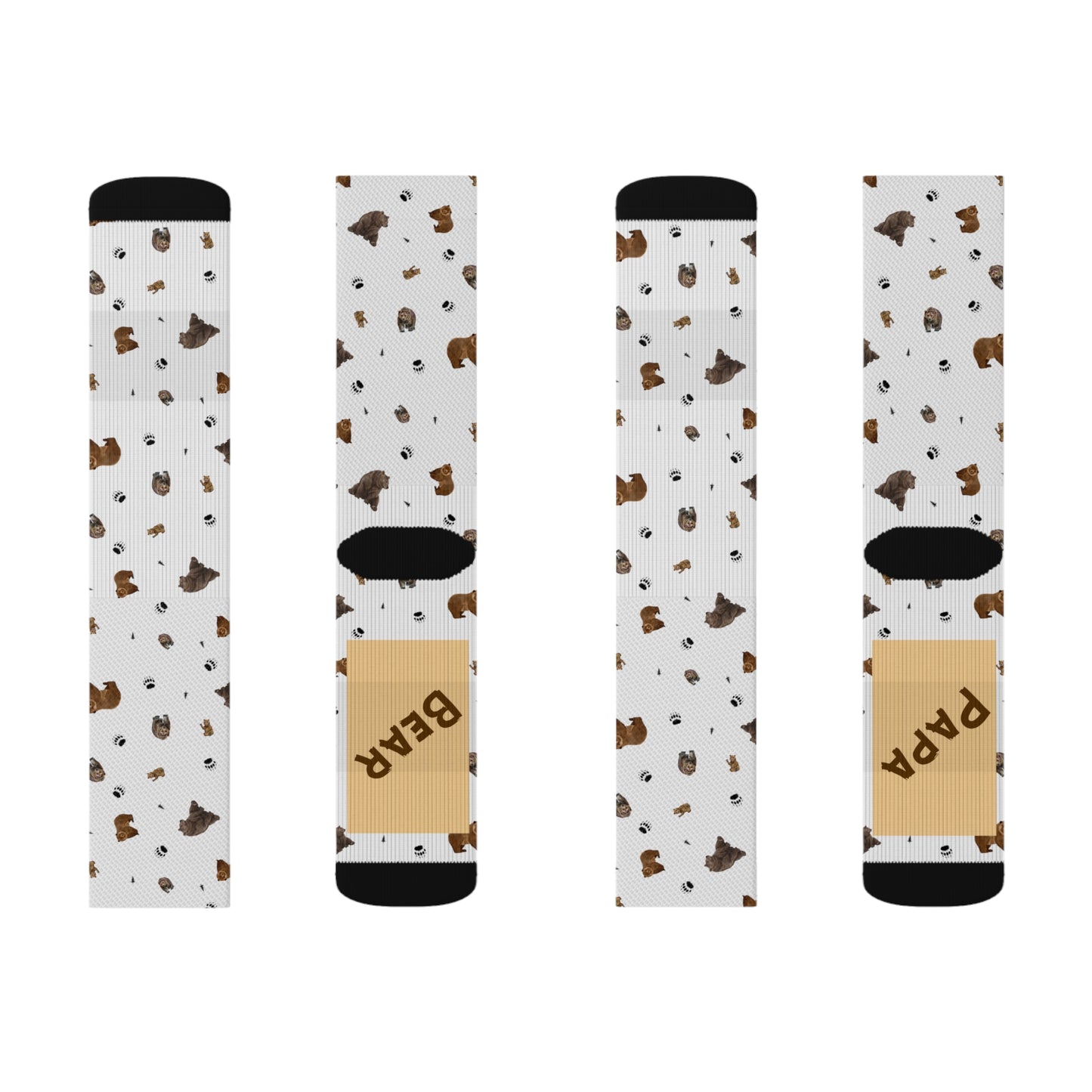 "Papa Bear" Pattern Sublimation Socks-White