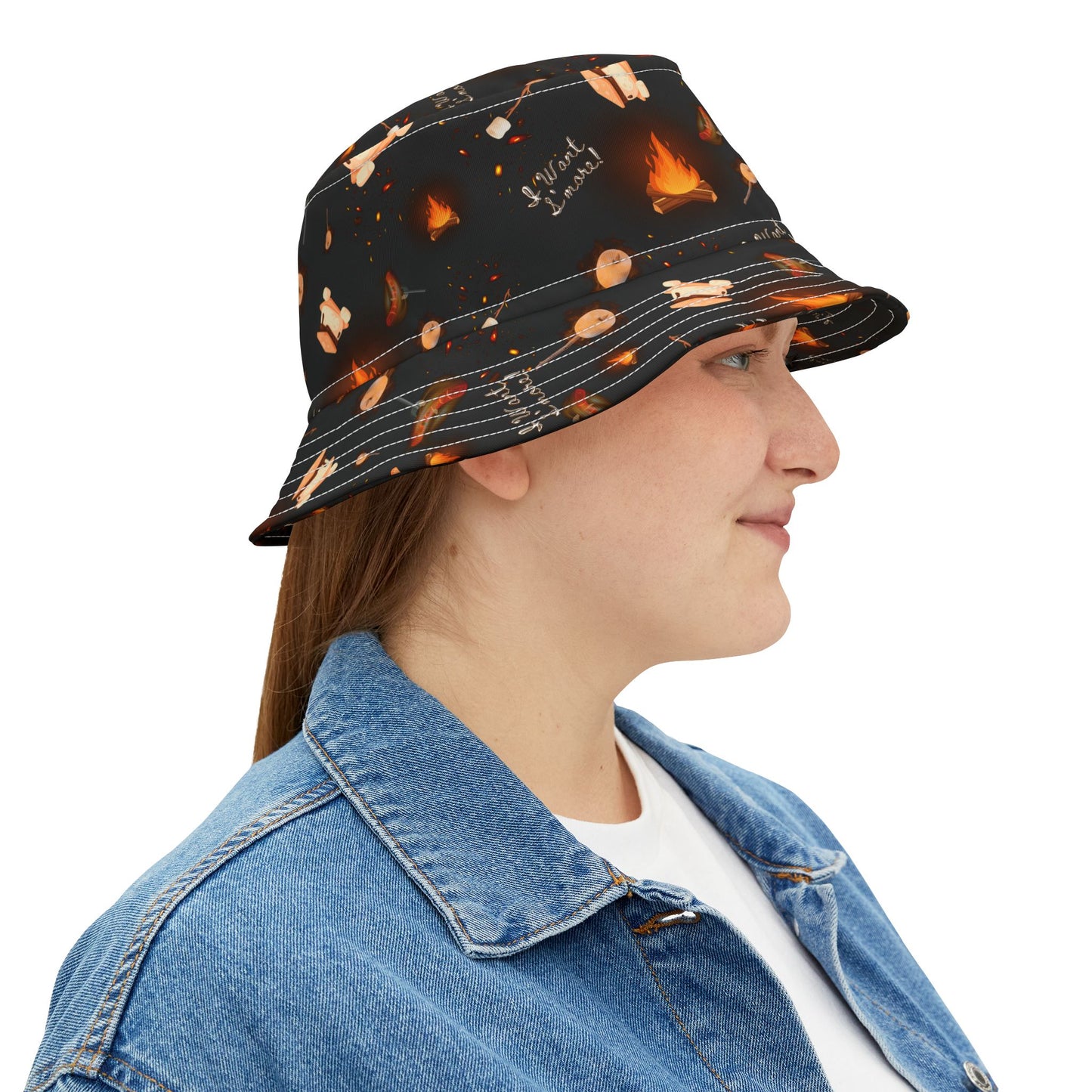 "I Want S'More" Graphic Pattern Bucket hat.