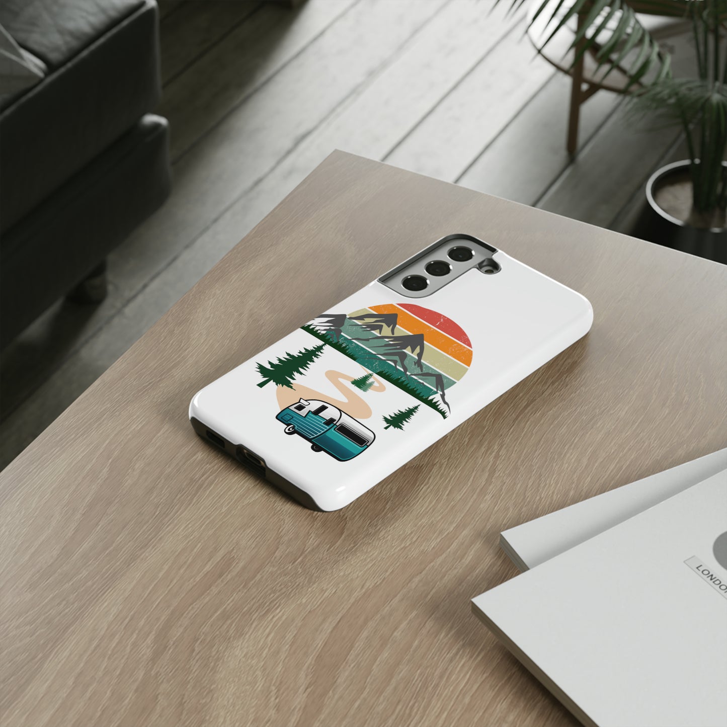 Tough Android Phone Case-Camper With Mountains Scene