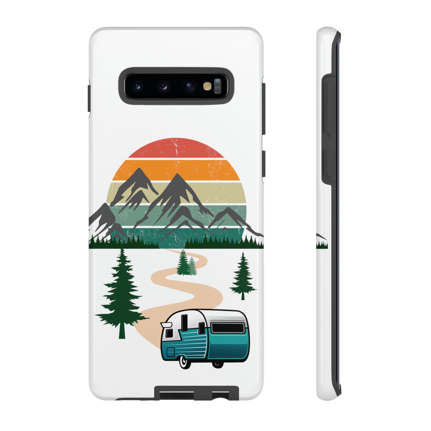 Tough Android Phone Case-Camper With Mountains Scene