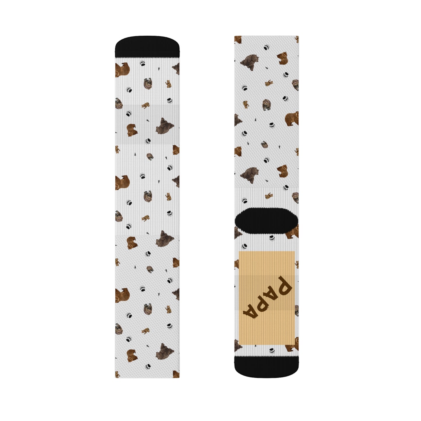 "Papa Bear" Pattern Sublimation Socks-White