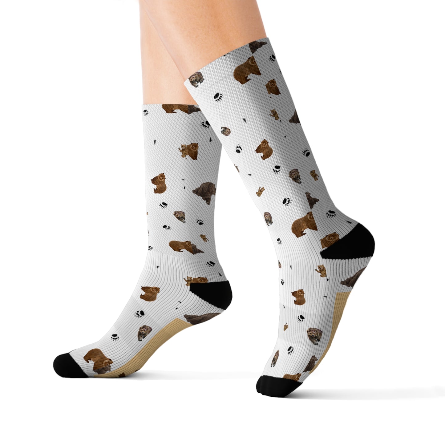 "Papa Bear" Pattern Sublimation Socks-White