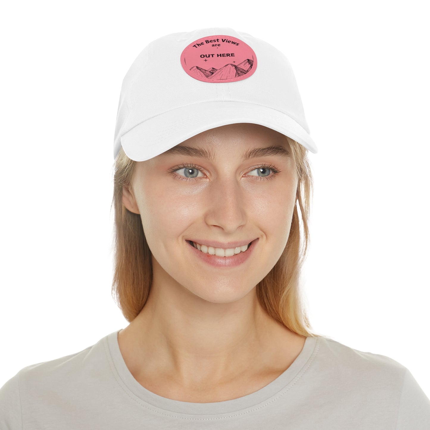 Baseball Cap With Leather Patch-"The Best Views"