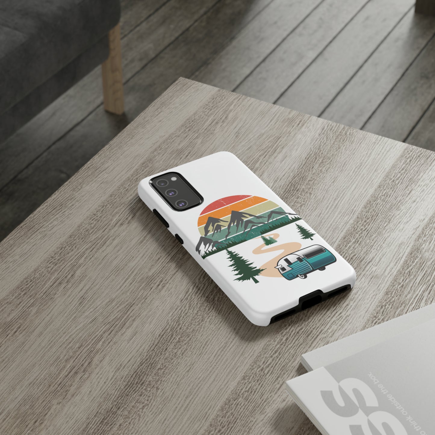 Tough Android Phone Case-Camper With Mountains Scene