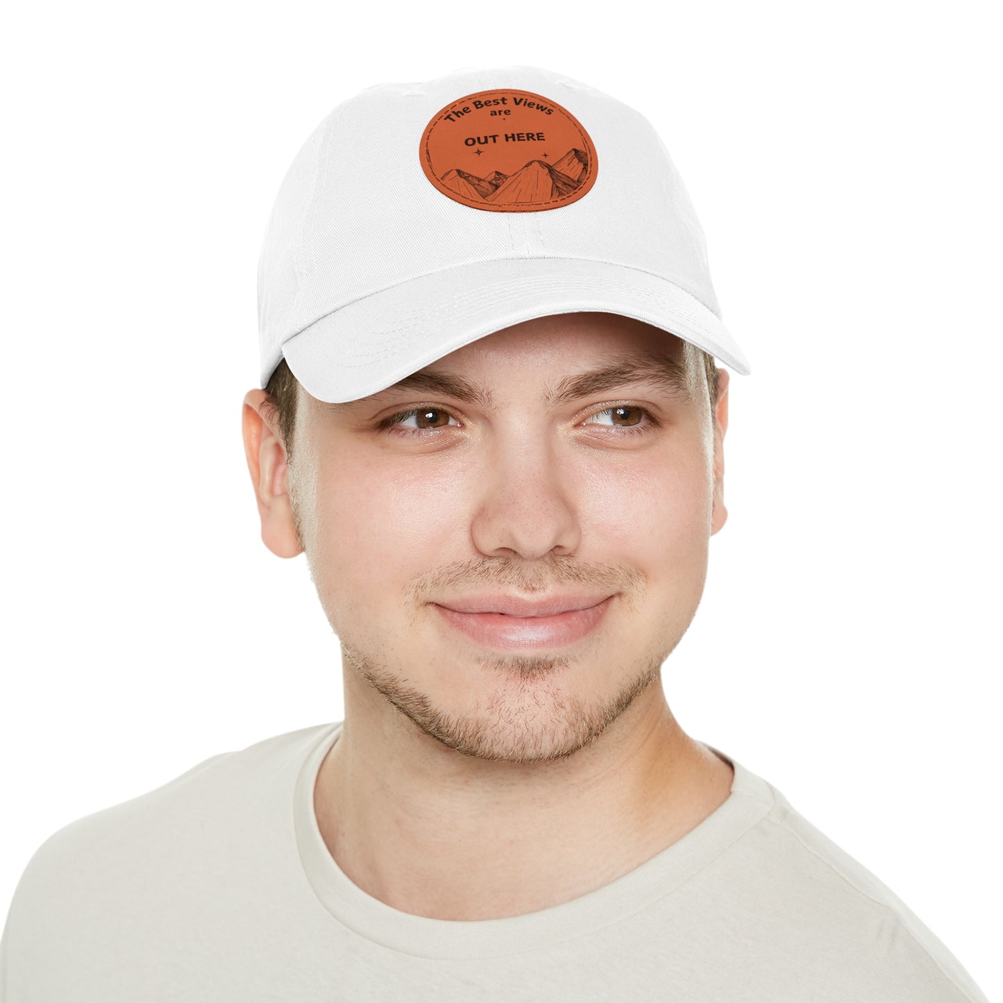 Baseball Cap With Leather Patch-"The Best Views"
