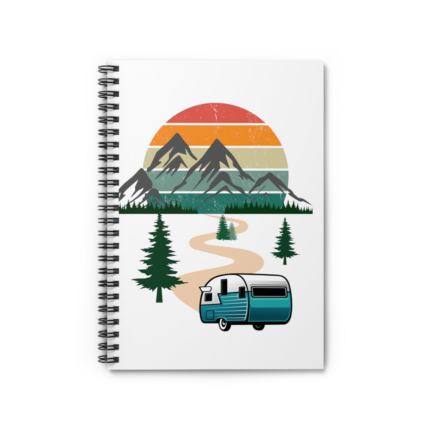 Sunset and Camper Spiral Notebook - Ruled Line-White