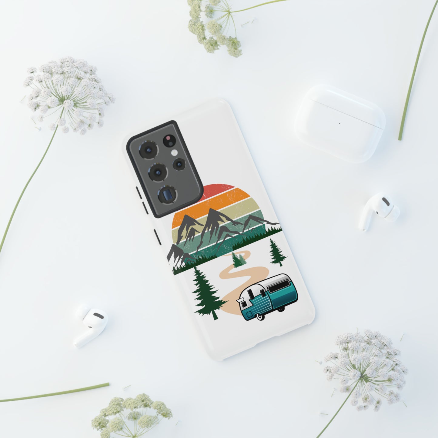 Tough Android Phone Case-Camper With Mountains Scene