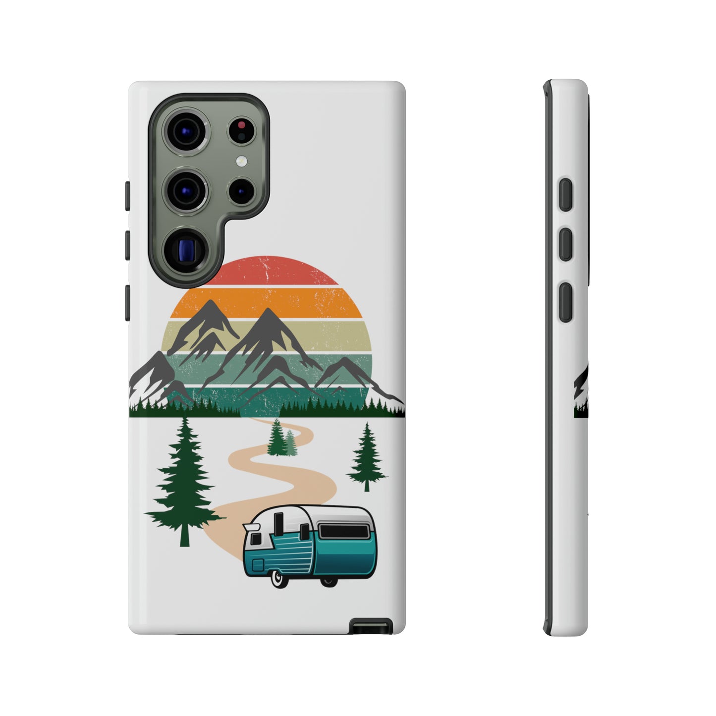 Tough Android Phone Case-Camper With Mountains Scene