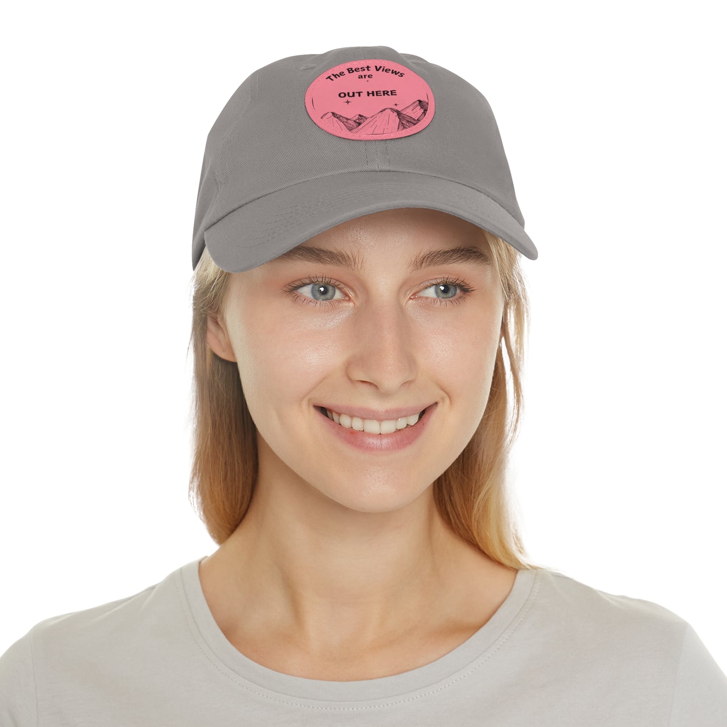 Baseball Cap With Leather Patch-"The Best Views"