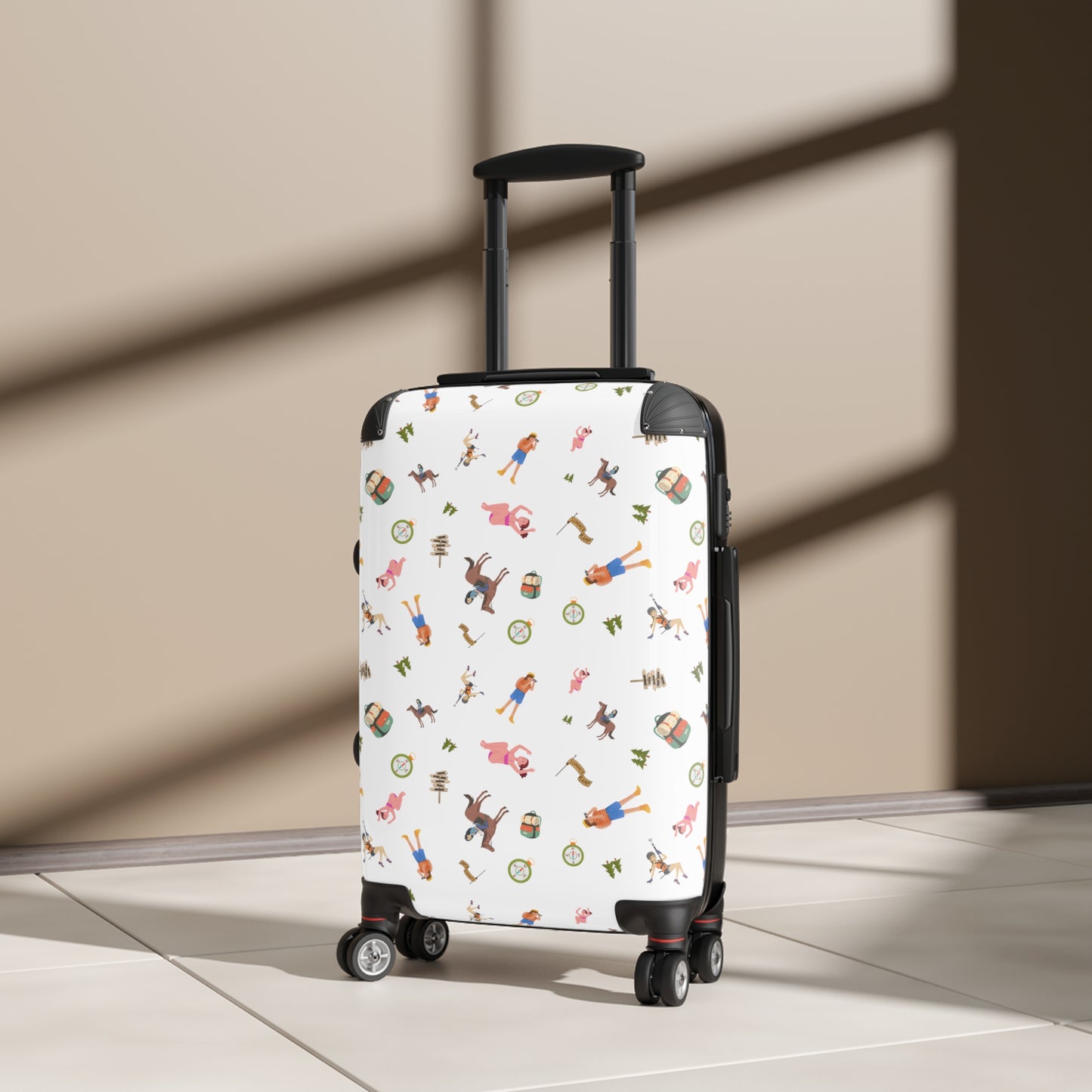 Girls Camp Activities Pattern Suitcase-White