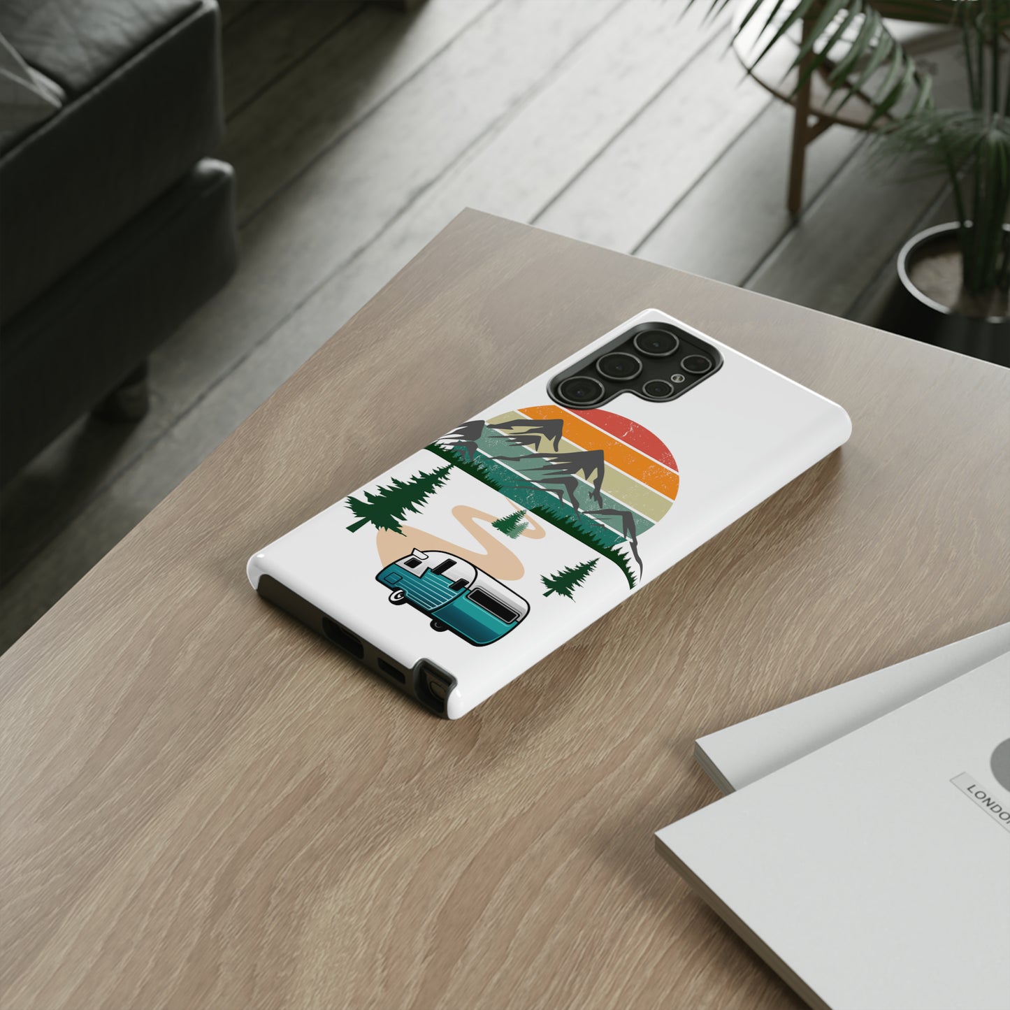 Tough Android Phone Case-Camper With Mountains Scene