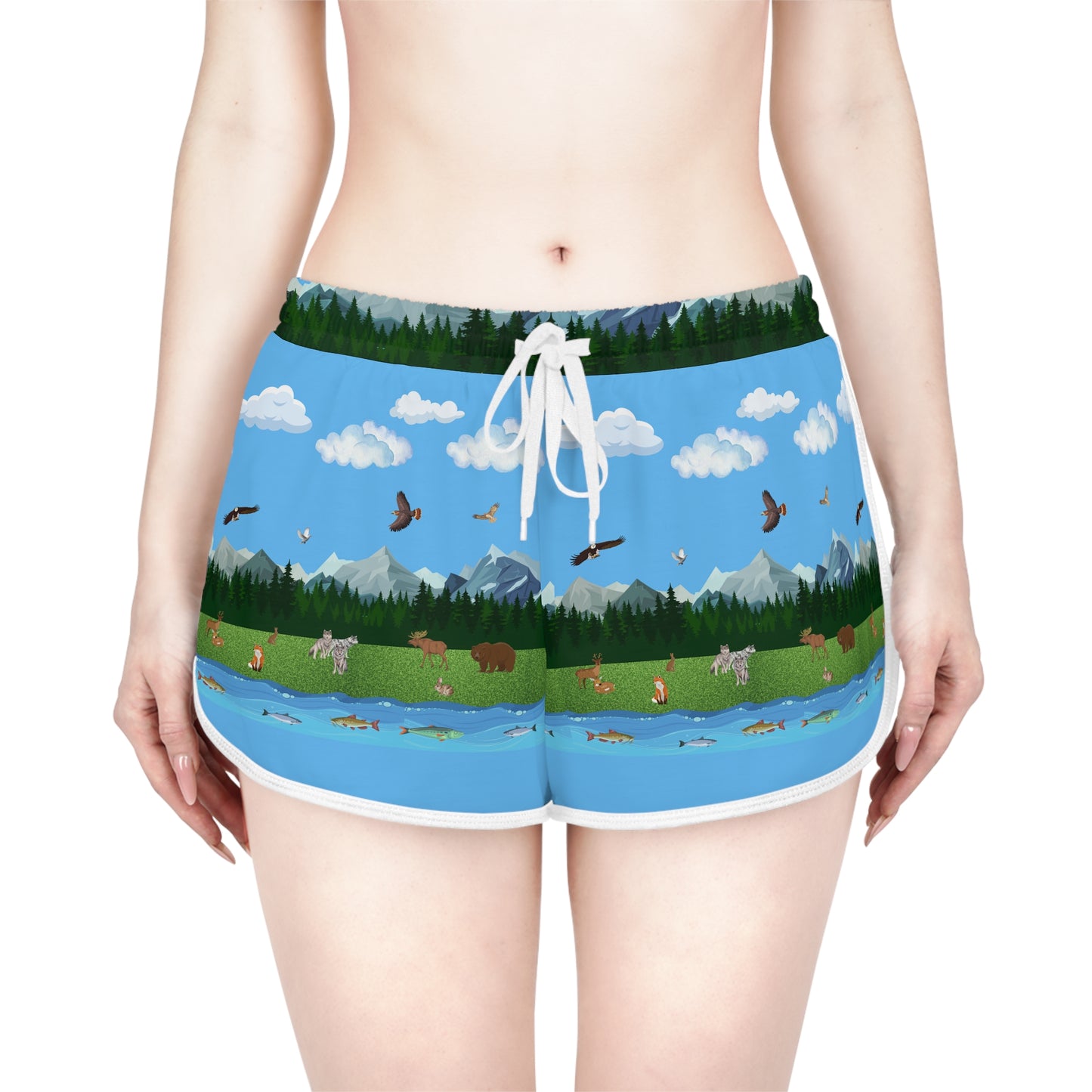 Women's Relaxed Shorts-Horizontal Outdoors Pattern