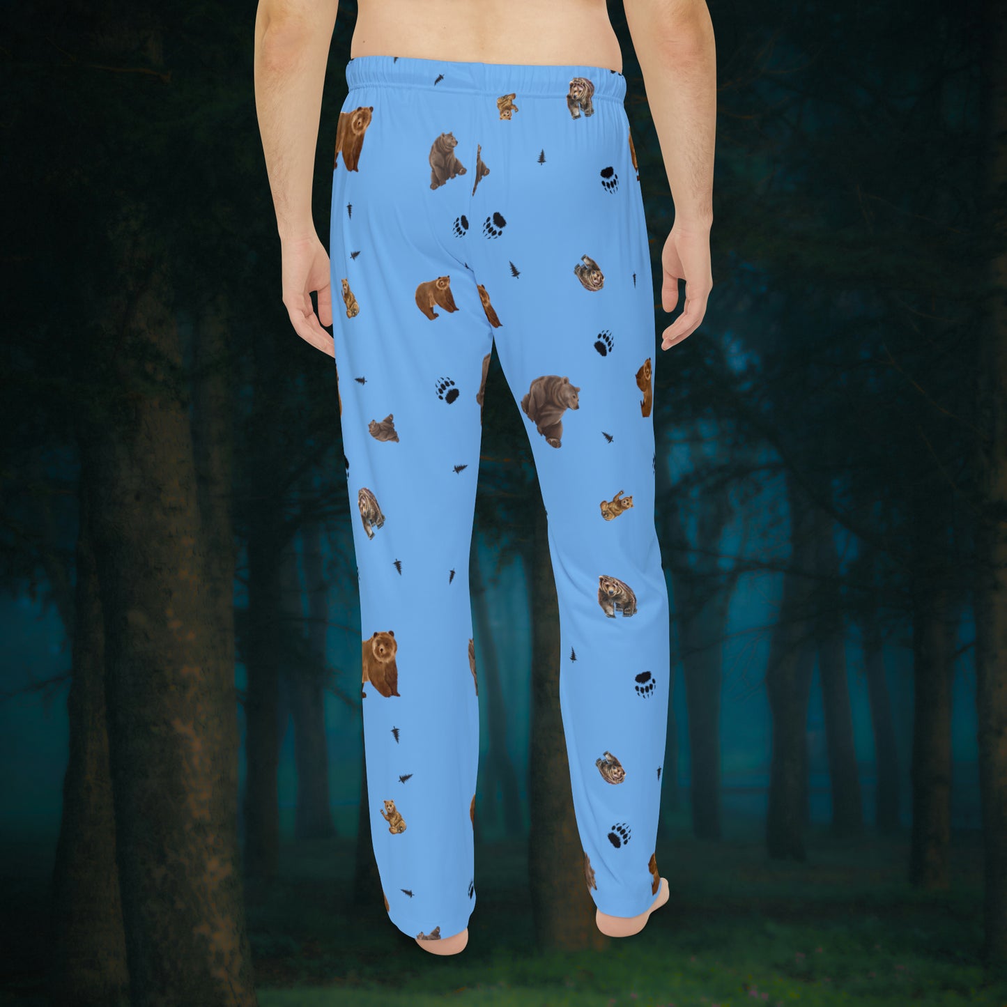 Men's Pajama Pants-Bear Pattern-Blue