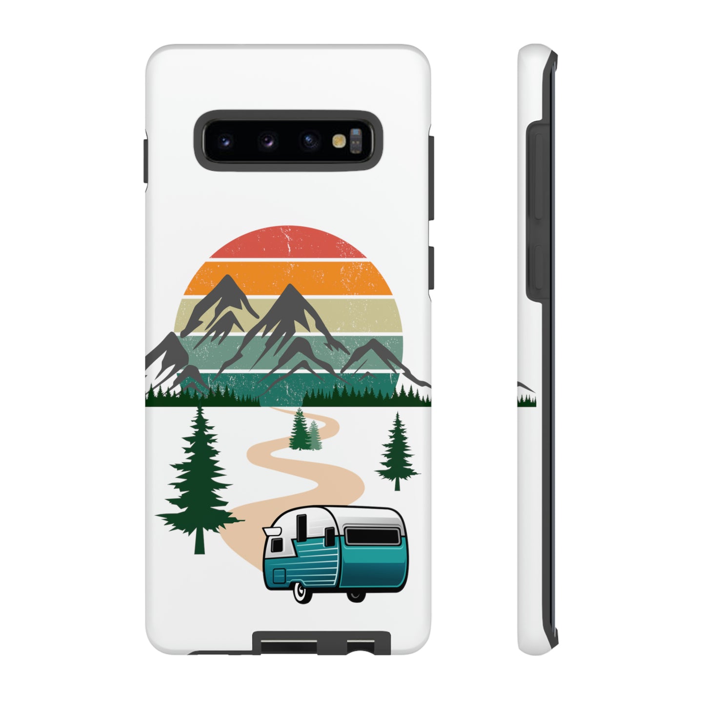 Tough Android Phone Case-Camper With Mountains Scene