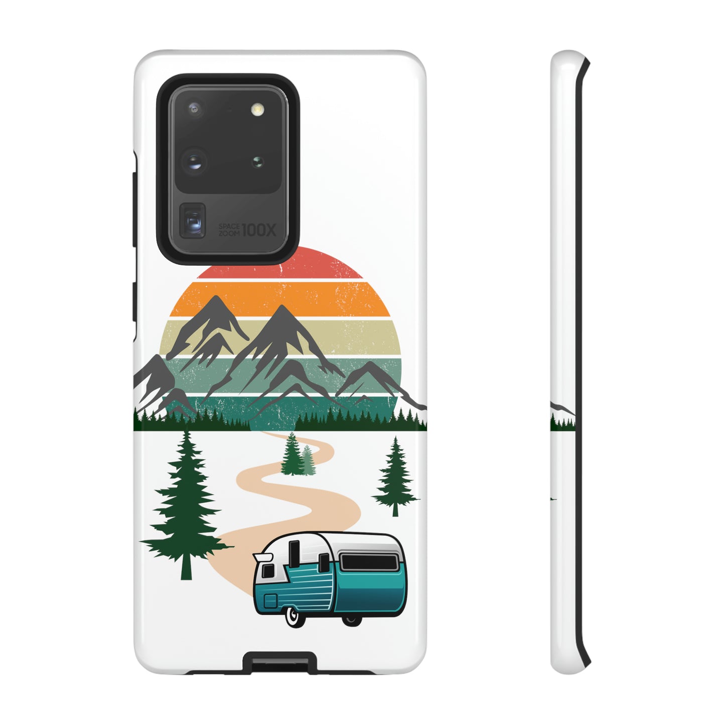 Tough Android Phone Case-Camper With Mountains Scene