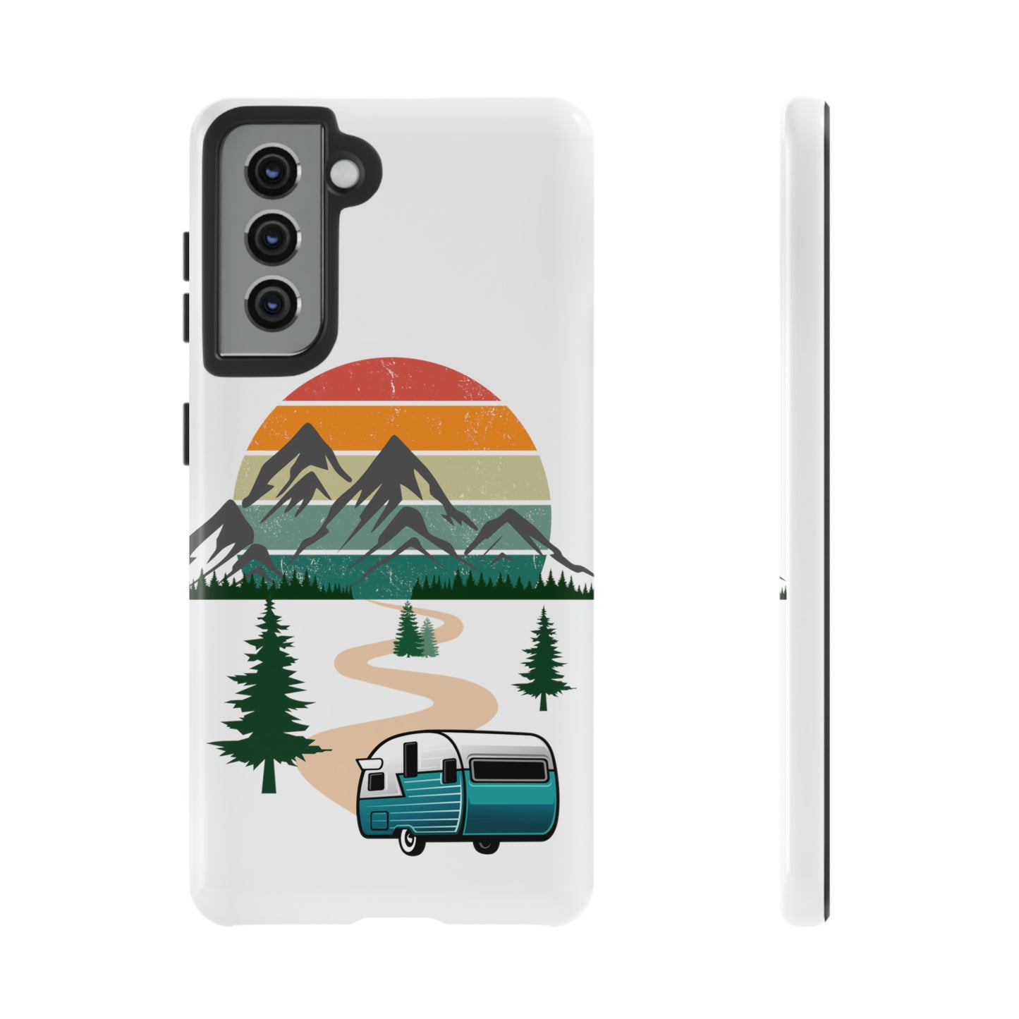 Tough Android Phone Case-Camper With Mountains Scene