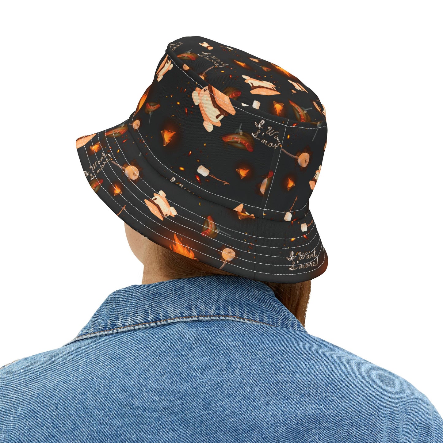 "I Want S'More" Graphic Pattern Bucket hat.
