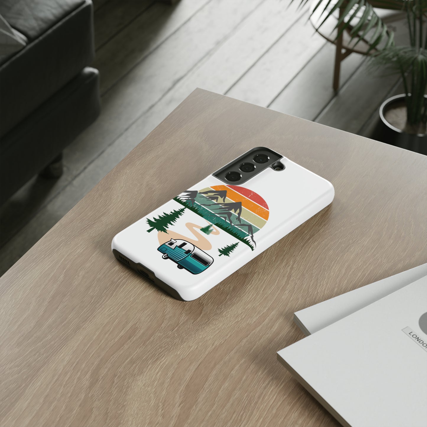 Tough Android Phone Case-Camper With Mountains Scene
