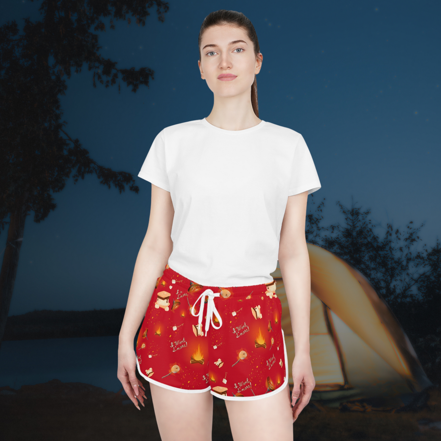 Camp Fire Pattern Women's Relaxed Shorts-Multiple Colors
