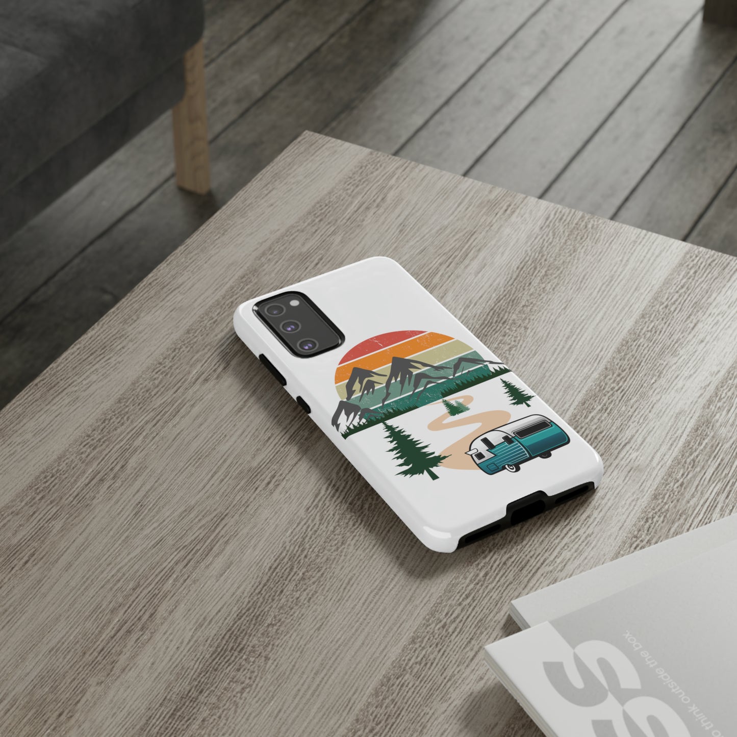 Tough Android Phone Case-Camper With Mountains Scene