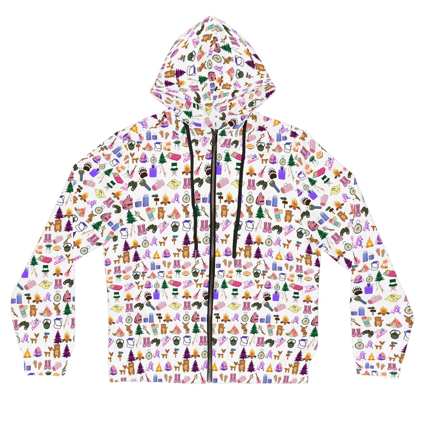 Camp Girl Pattern-Women’s Full-Zip Hoodie (AOP)