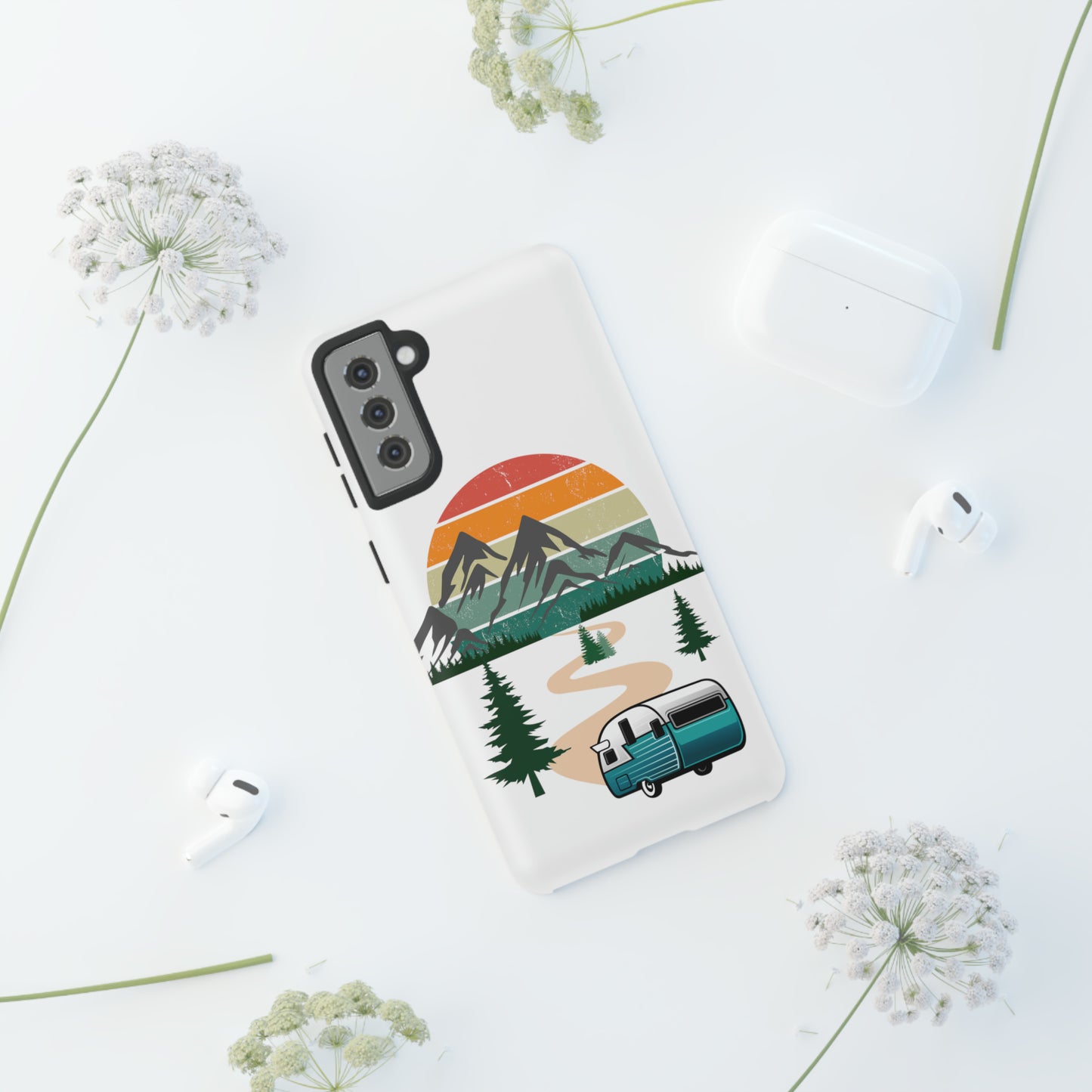 Tough Android Phone Case-Camper With Mountains Scene