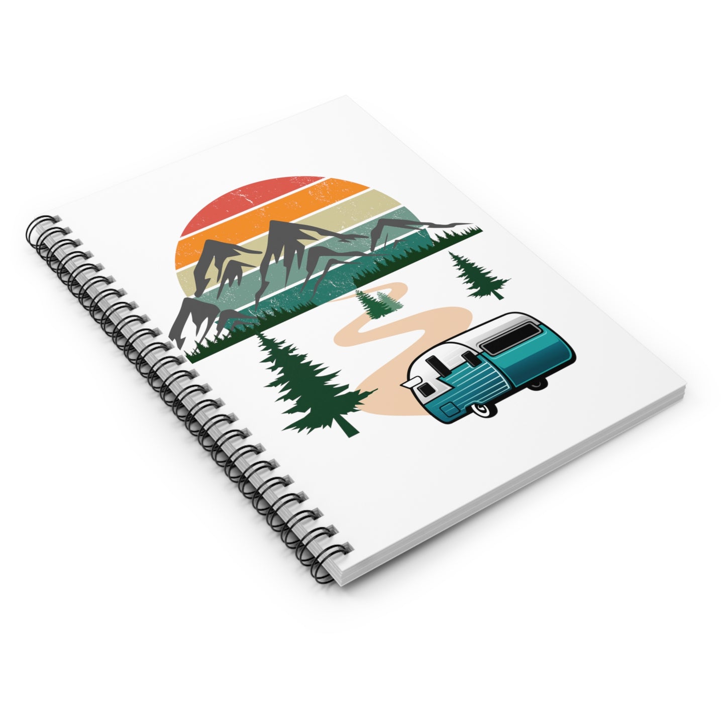 Sunset and Camper Spiral Notebook - Ruled Line-White