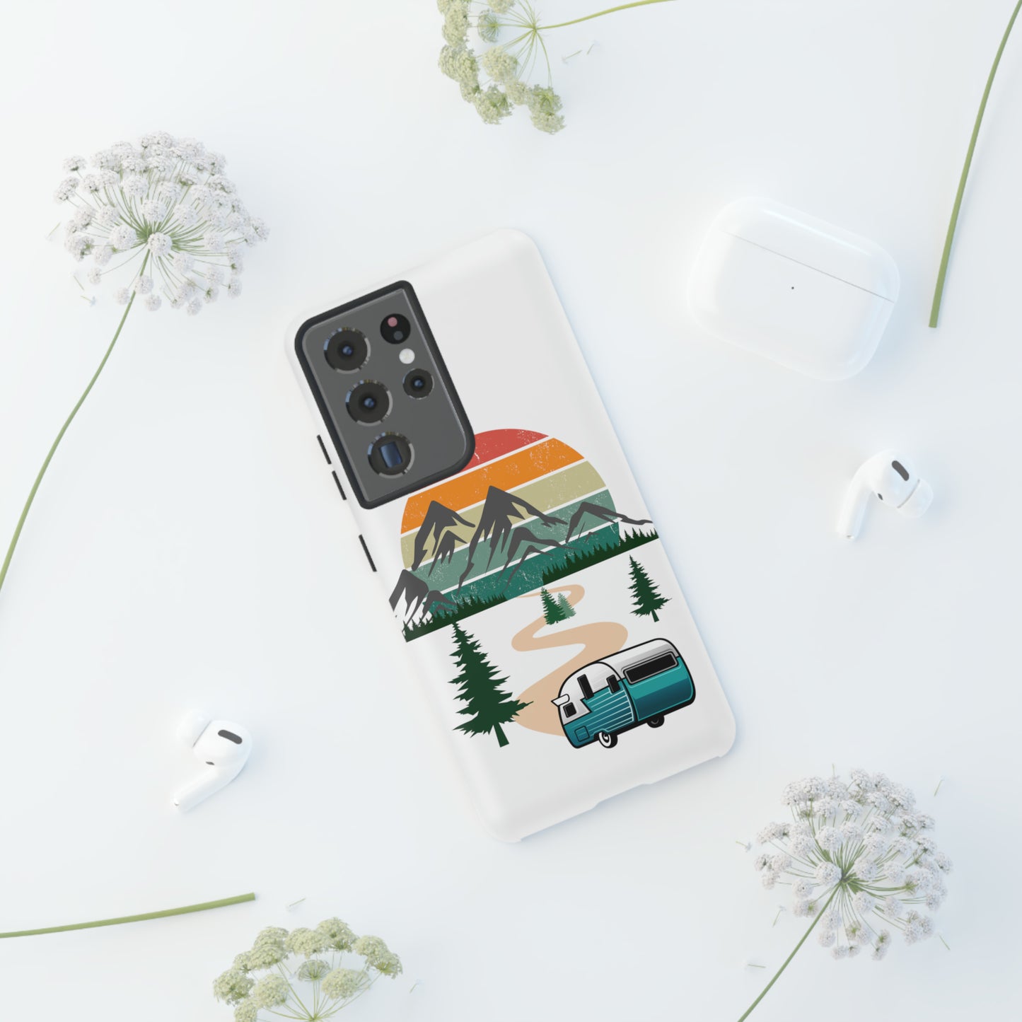 Tough Android Phone Case-Camper With Mountains Scene
