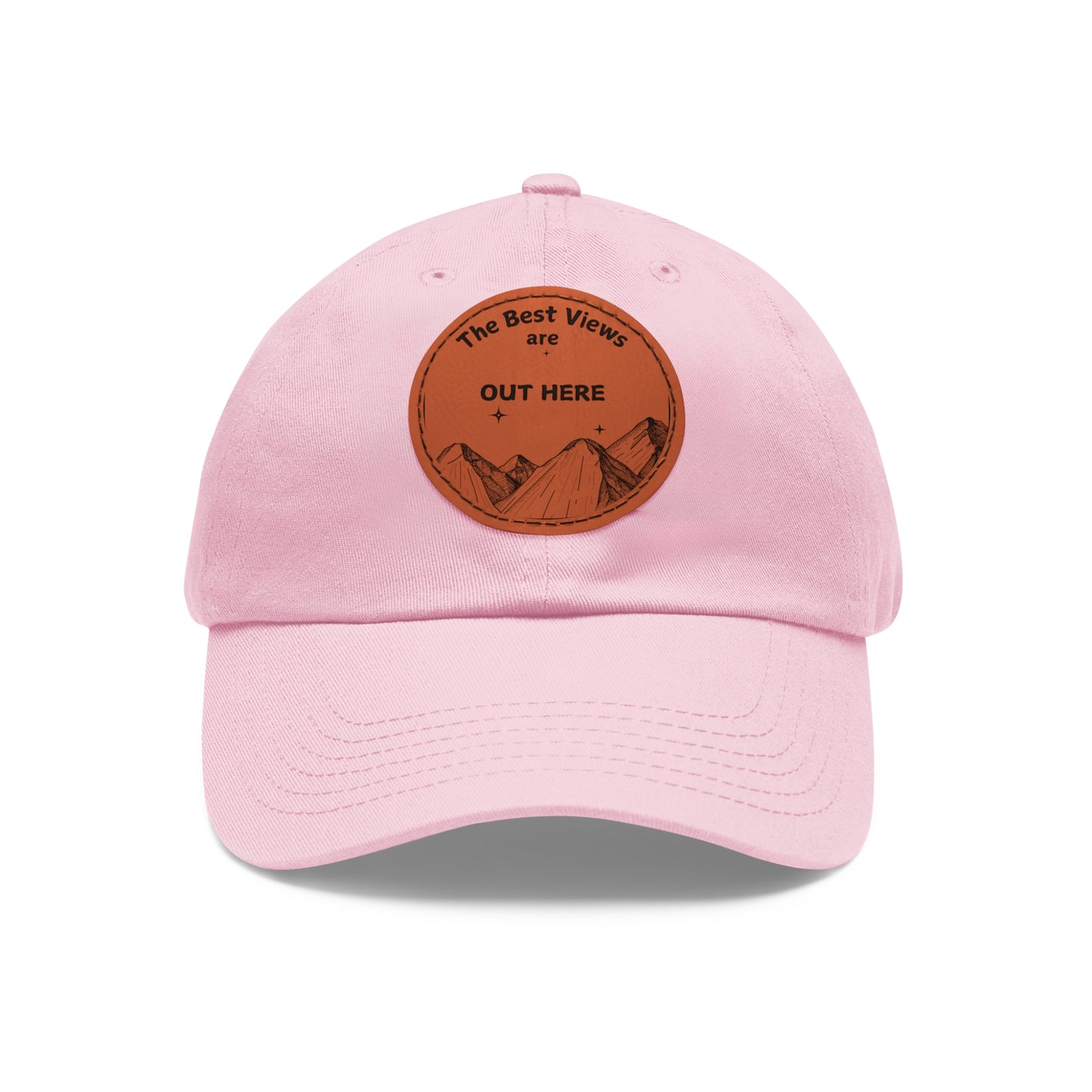 Baseball Cap With Leather Patch-"The Best Views"