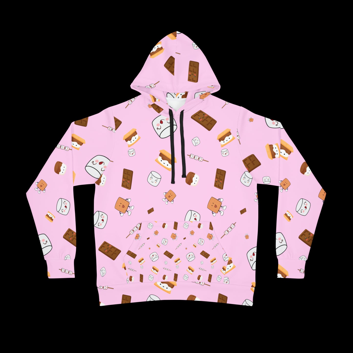 Athletic Hoodie-Cute Marshmallow Pattern-Pink