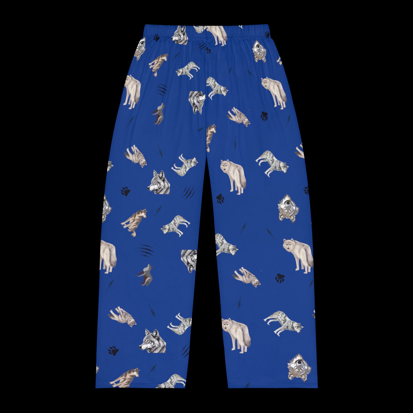 Men's Pajama Pants-Wolf Pattern-Blue