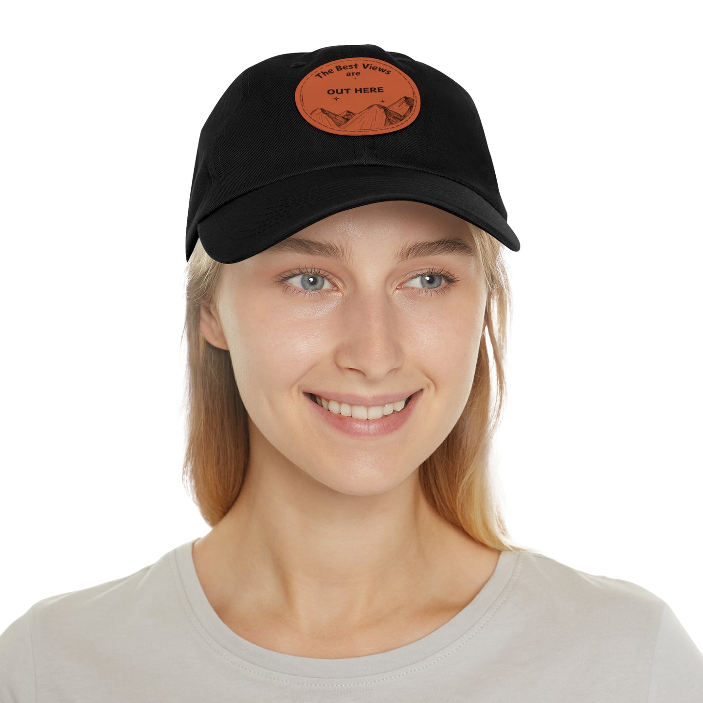 Baseball Cap With Leather Patch-"The Best Views"