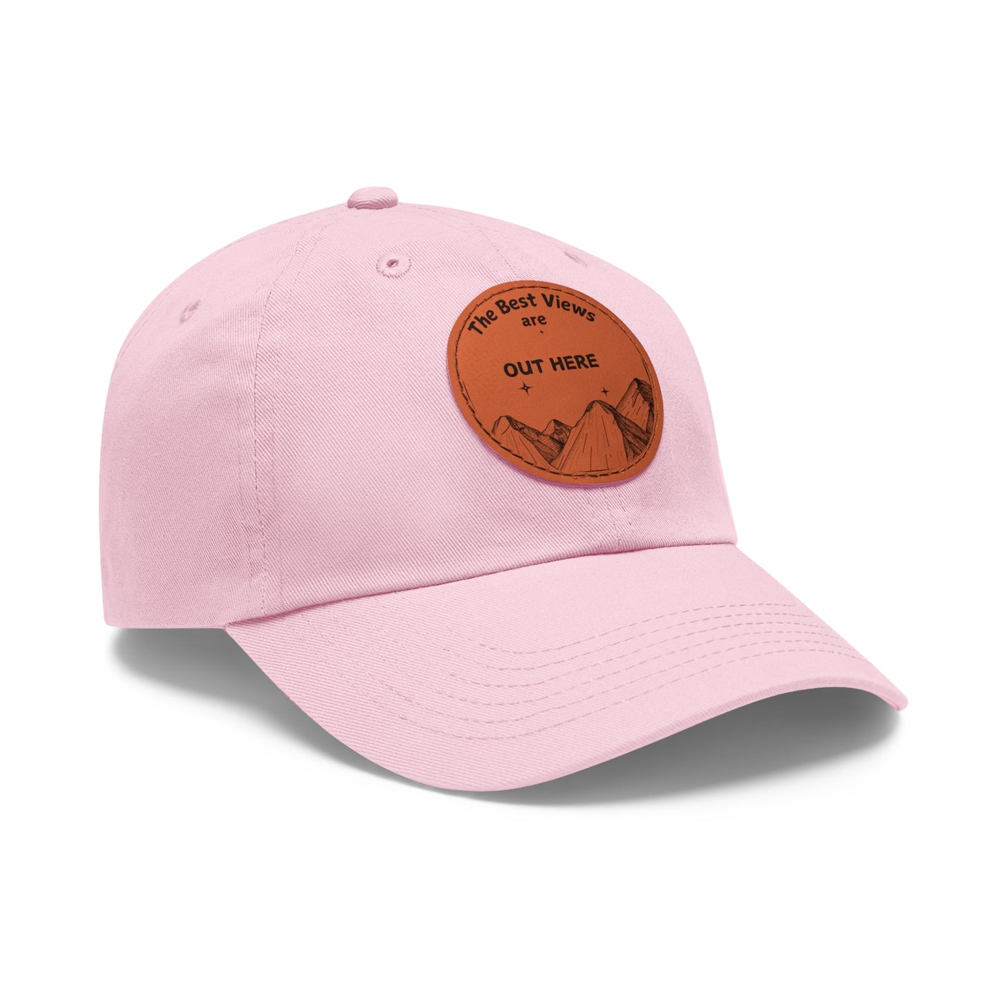 Baseball Cap With Leather Patch-"The Best Views"