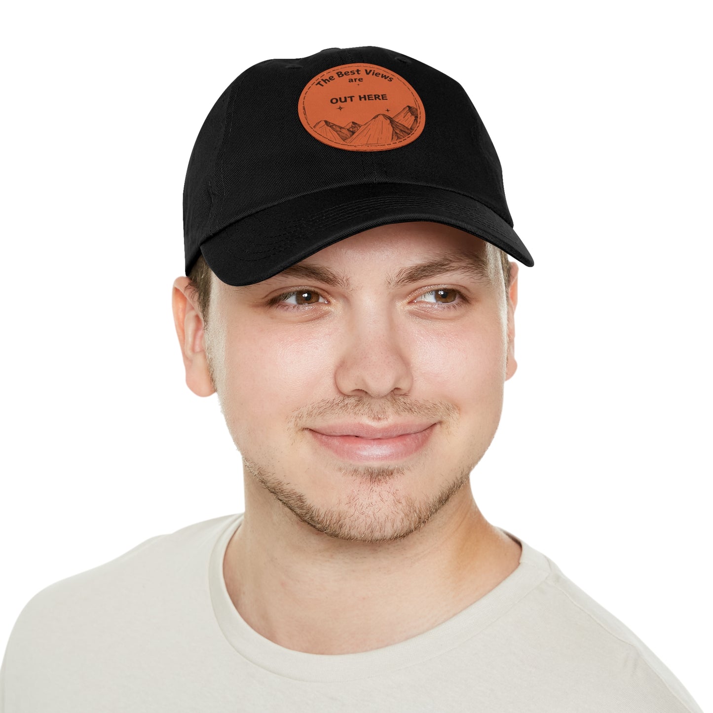 Baseball Cap With Leather Patch-"The Best Views"