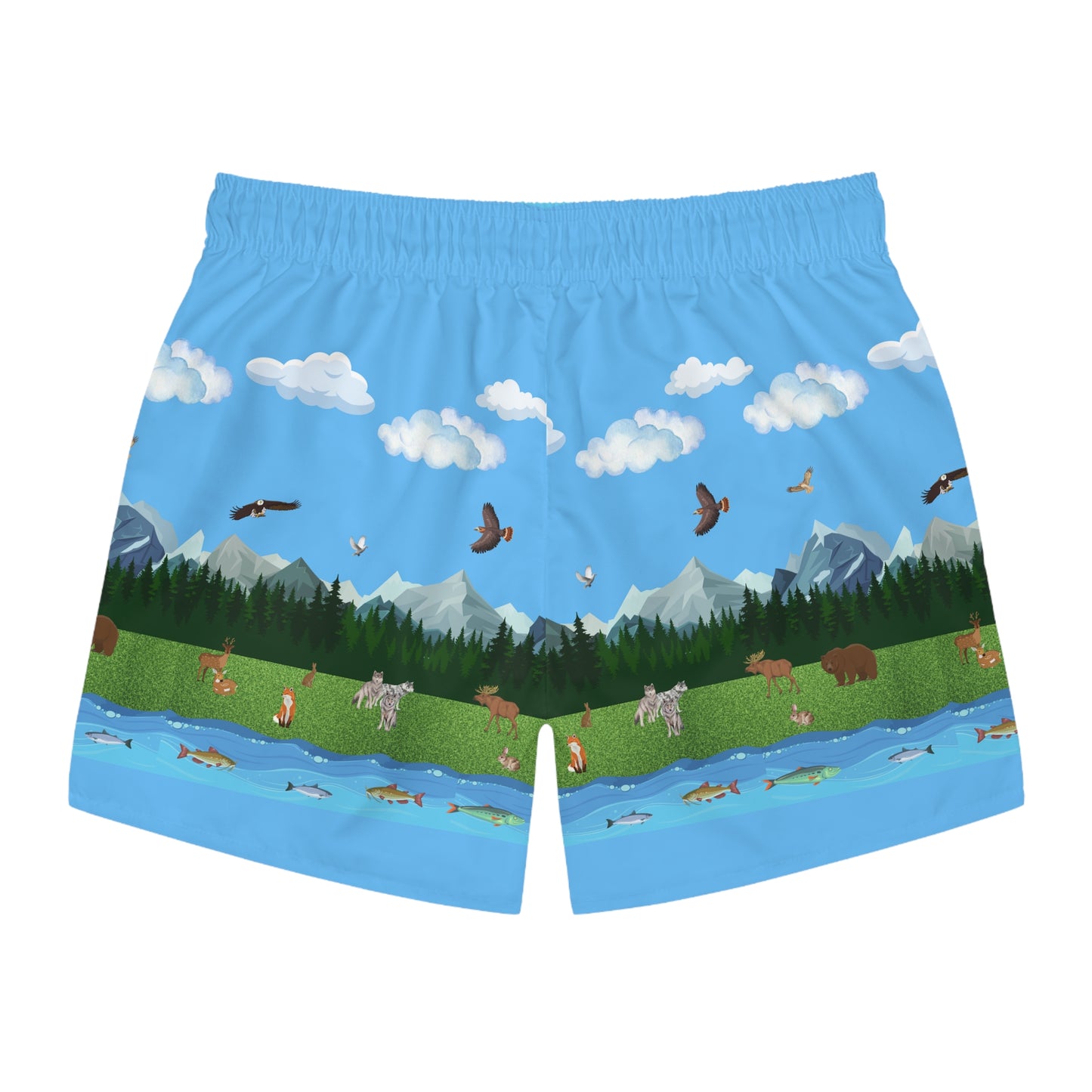 Mens Horizontal Outdoor Pattern Swim Trunks (AOP)