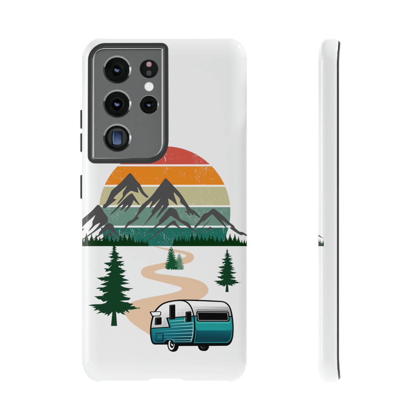 Tough Android Phone Case-Camper With Mountains Scene