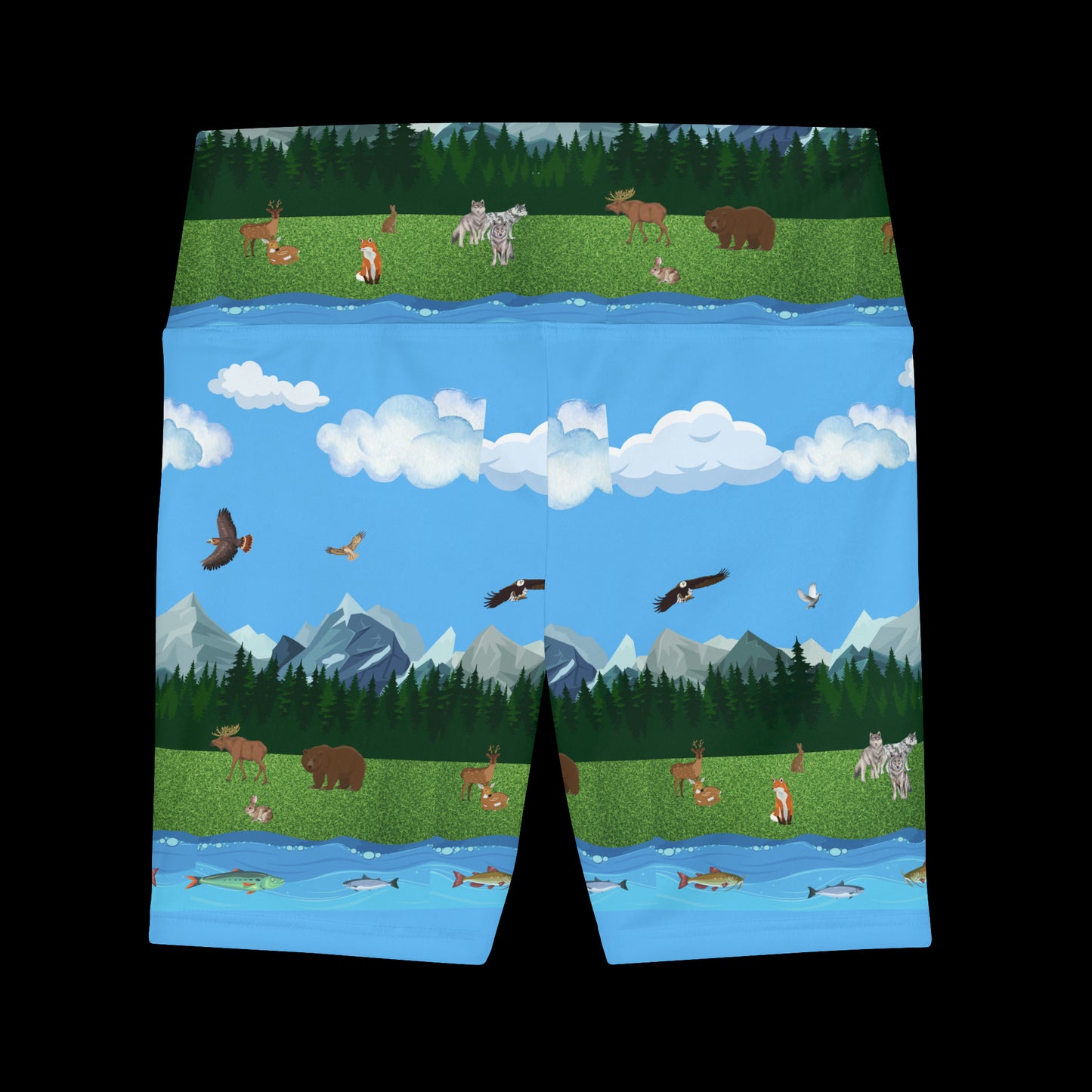 Horizontal Outdoor Pattern Women's Workout Shorts