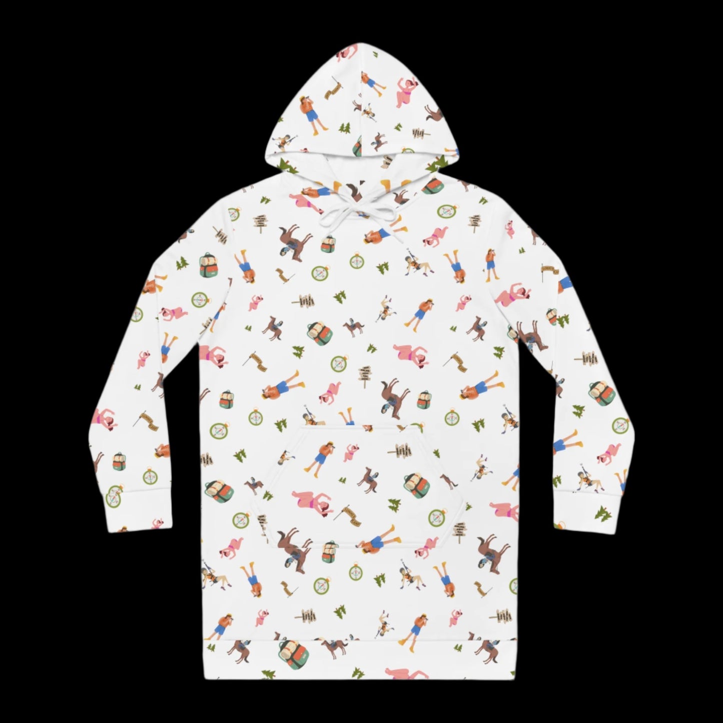 Girl's Camp Activities Women's Hoodie Dress (AOP)