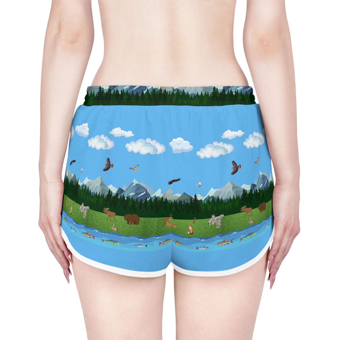 Women's Relaxed Shorts-Horizontal Outdoors Pattern