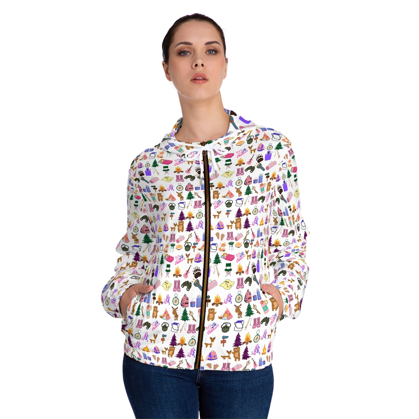 Camp Girl Pattern-Women’s Full-Zip Hoodie (AOP)