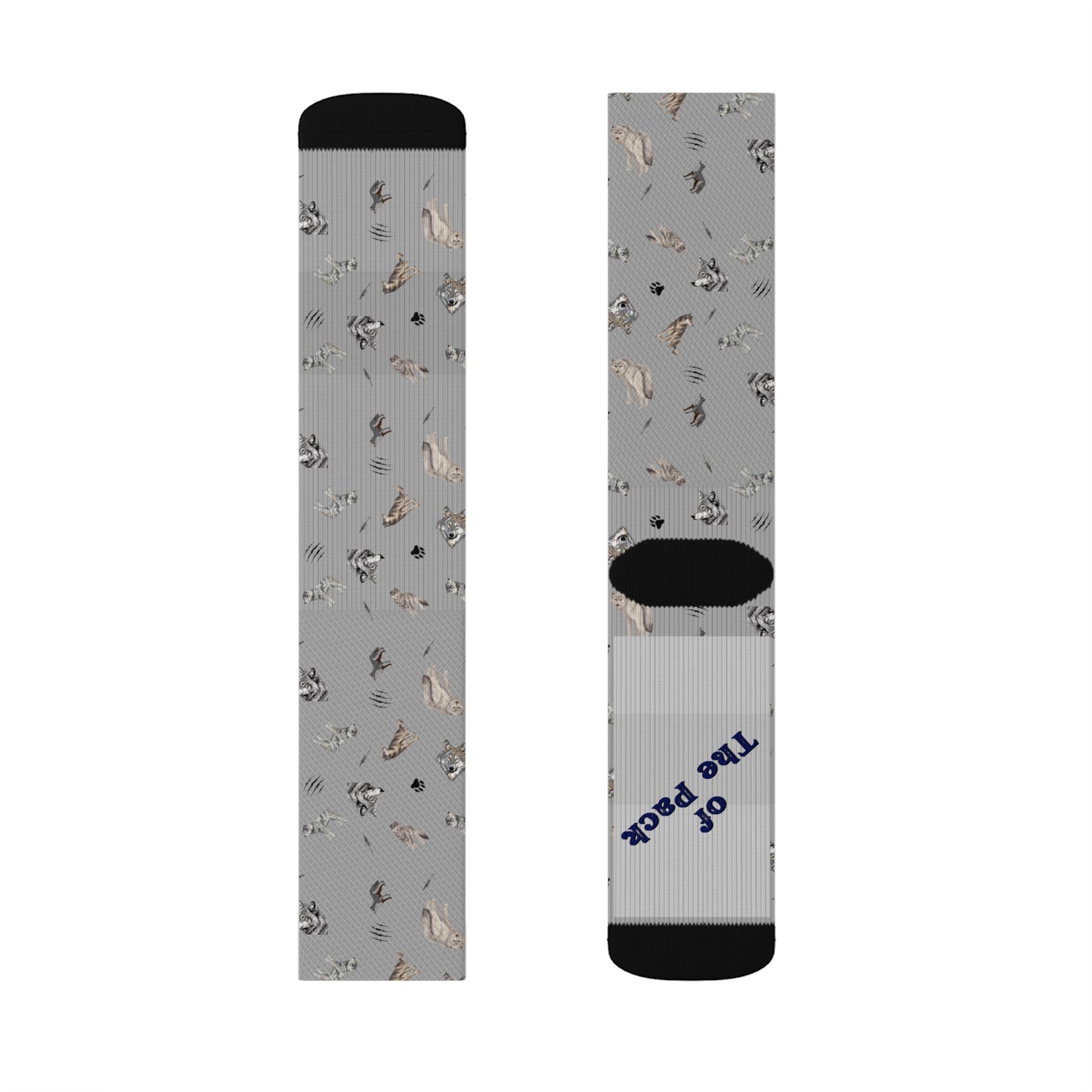 Wolf Pattern-Sublimation Socks-Light Grey