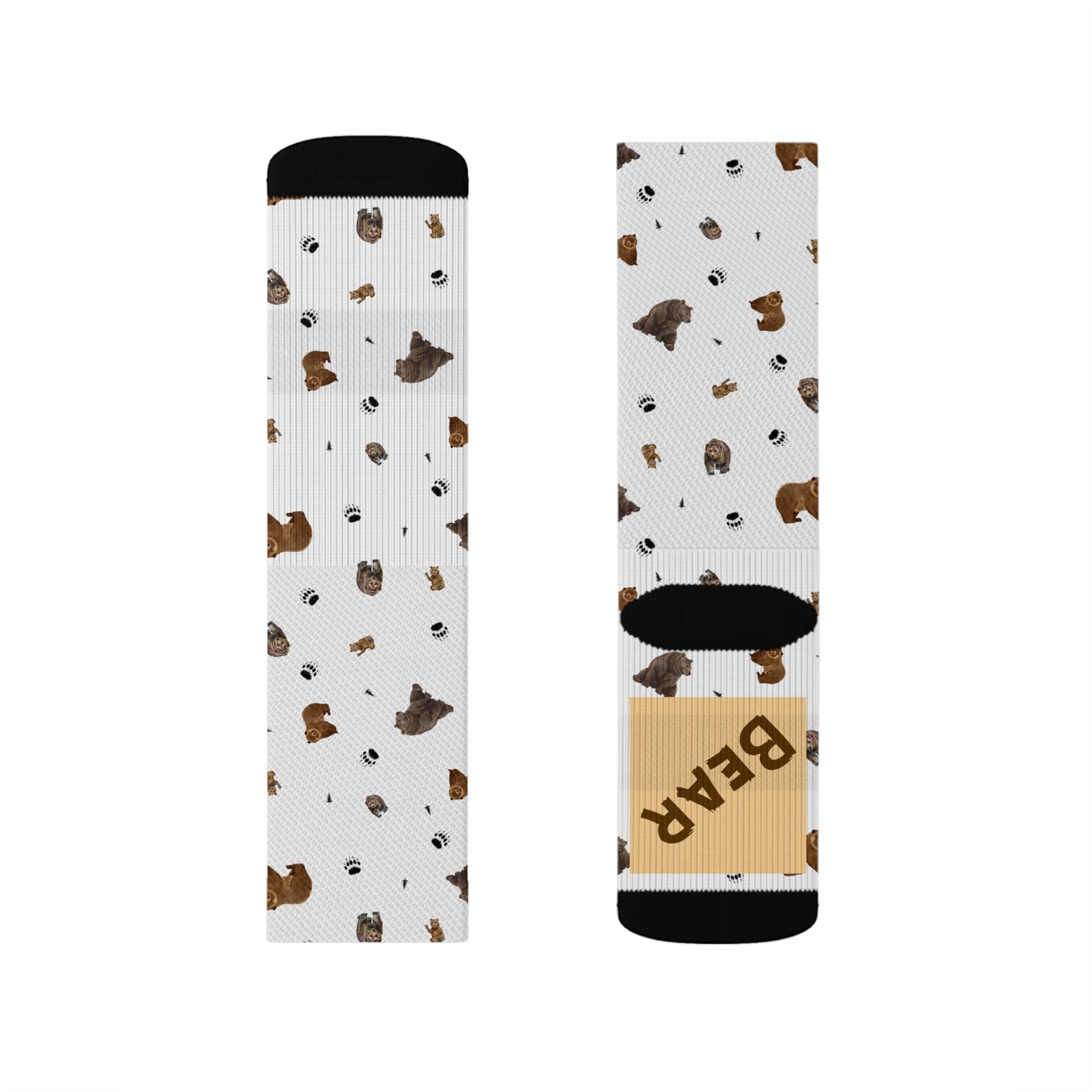 "Papa Bear" Pattern Sublimation Socks-White
