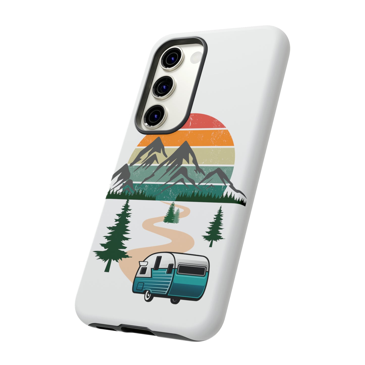 Tough Android Phone Case-Camper With Mountains Scene