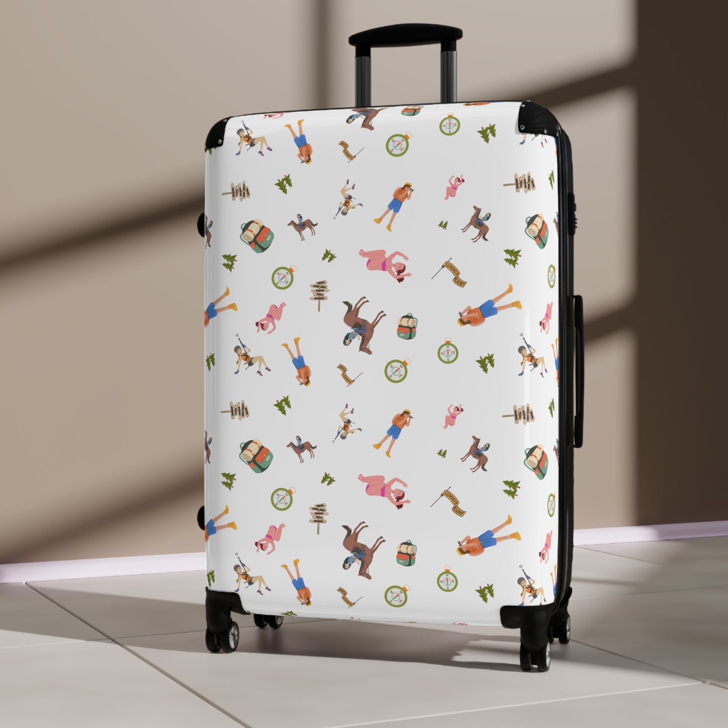 Girls Camp Activities Pattern Suitcase-White